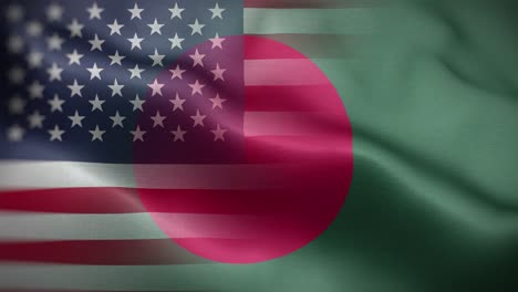 la bandera de bangladesh de los estados unidos de fondo de bucle 4k