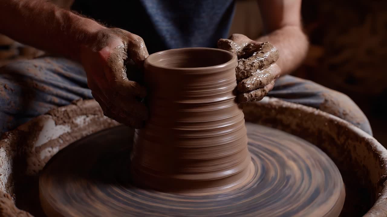 Creare con eleganza: il viaggio di un vasaio attraverso l'arte di realizzare un bellissimo recipiente di argilla al tornio con maestria e passione