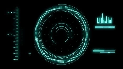animación del procesamiento de datos con escaneo de alcance sobre fondo negro