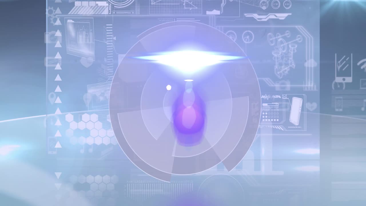 과학적 그래프와 데이터에 대한 처리 원과 빛의 애니메이션