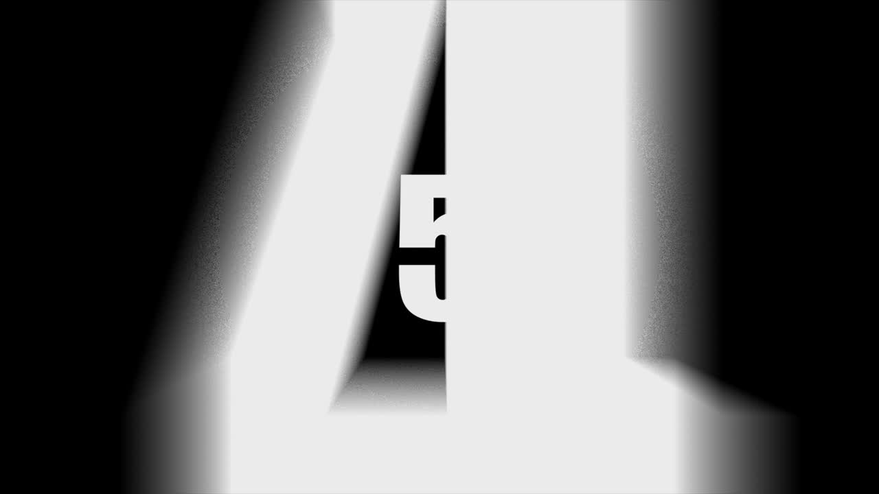 plantilla de animación de número blanco de cuenta atrás simple. con efecto de zoom hacia adentro y hacia afuera. temporizador de cuenta atrás de 10 a 0 segundos para superposición de video con fondo de pantalla negra y verde. estilo simple y moderno