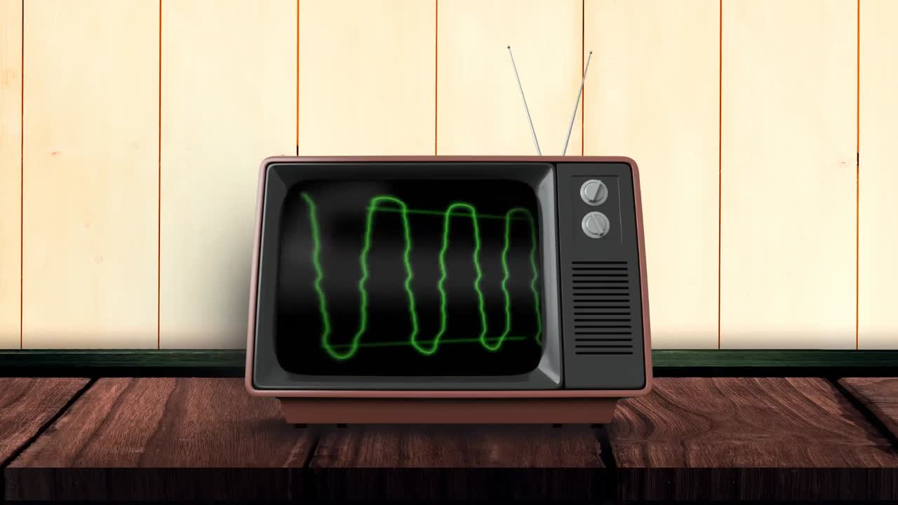 televisión con ondas verdes en su pantalla