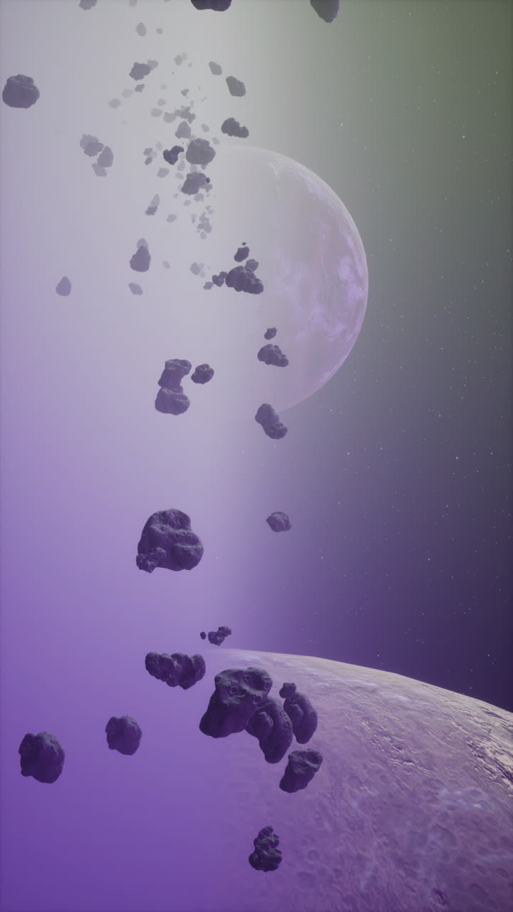 asteroides cerca del planeta en el espacio