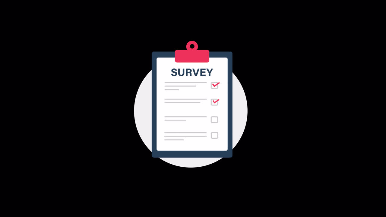 Animated Survey Form with Checkmarks Appearing on Clipboard