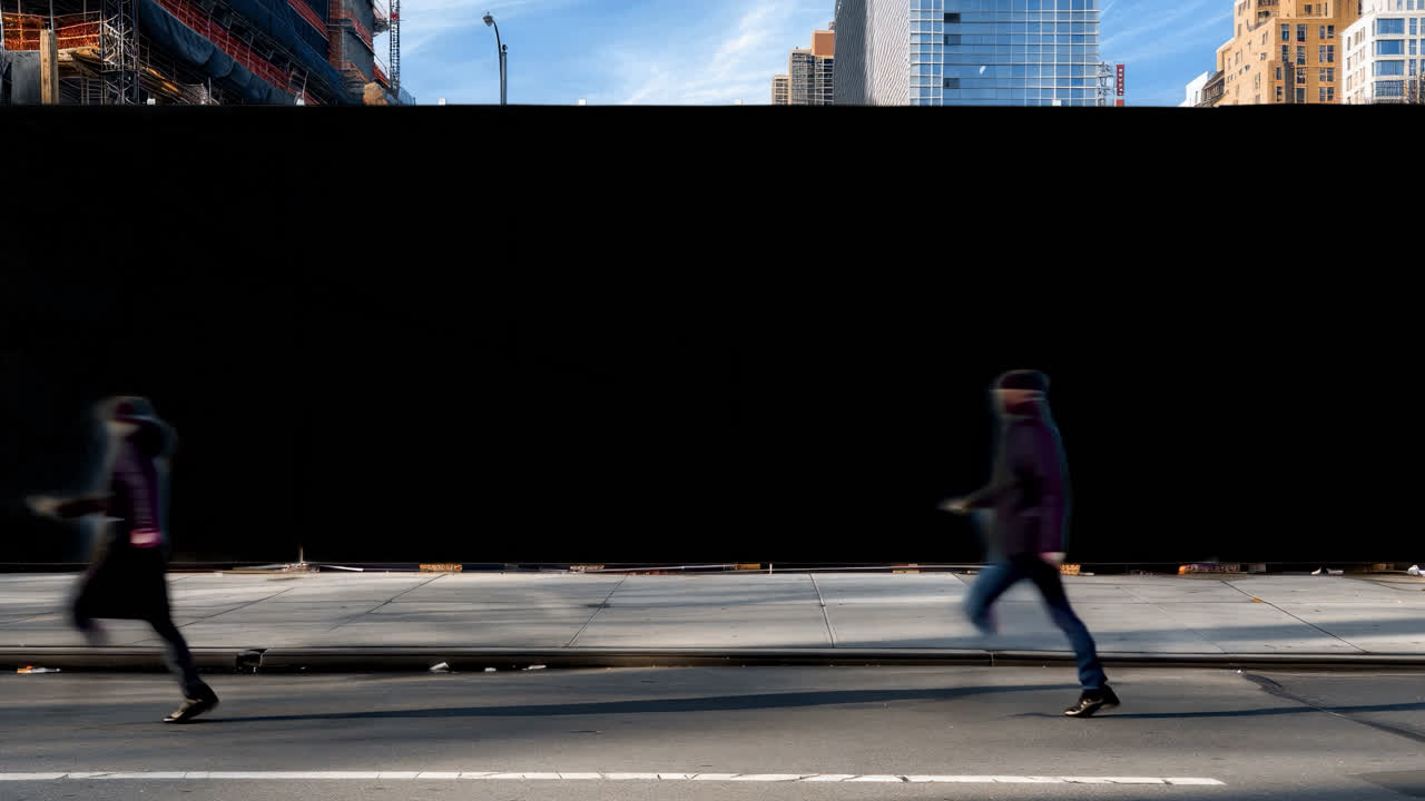 Modern street billboard featuring a live mockup of pedestrians passing by, animated overlay