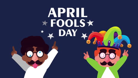 april fools day lettering with funny kids celebrating