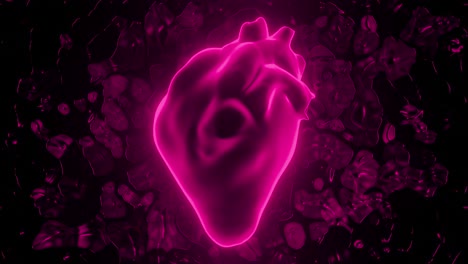 glowing pink heart 3d illustration