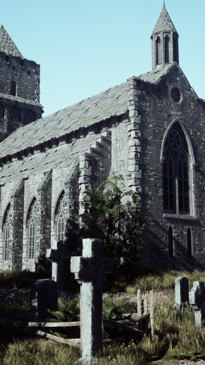 묘지 와 함께 있는 돌 교회