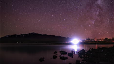 timelapse of milky way core rising above tekapo, new zealand