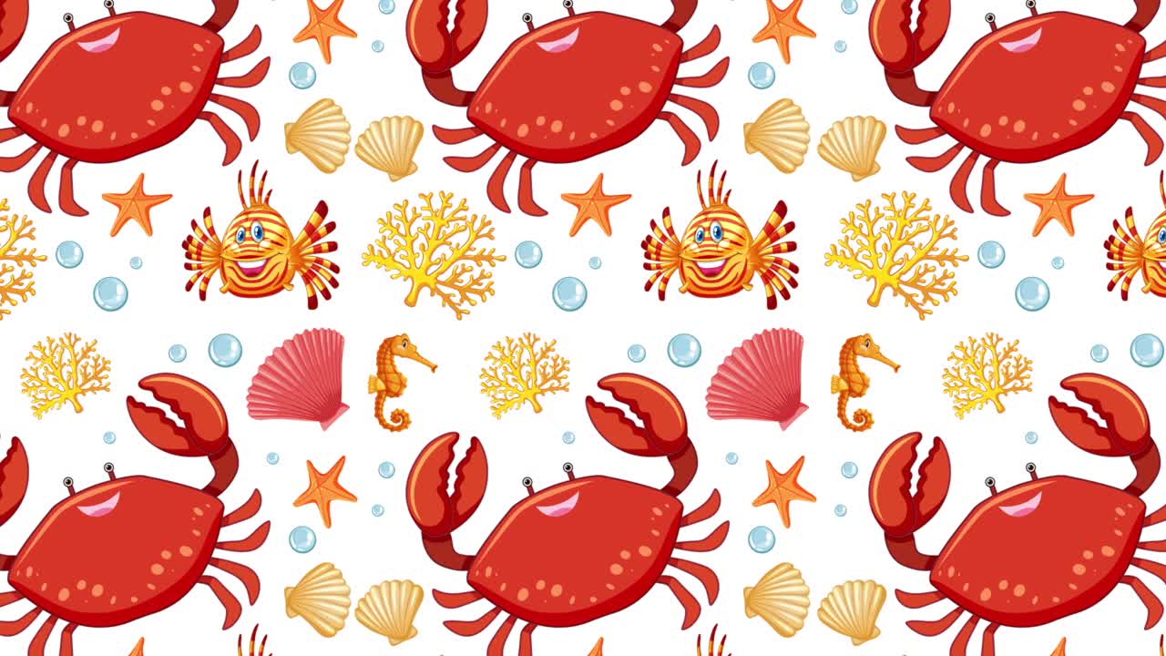 cangrejos y elementos marinos en patrones vibrantes