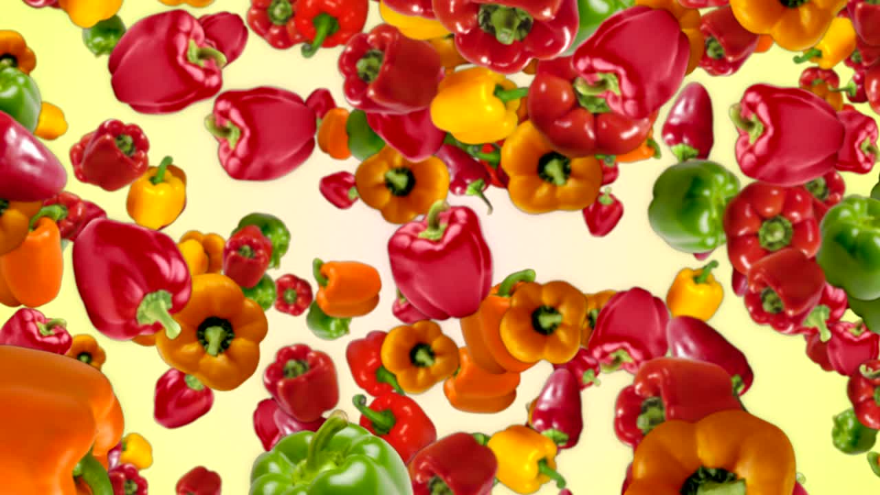 el fondo de los pimientos que caen, con el canal alfa, el bucle