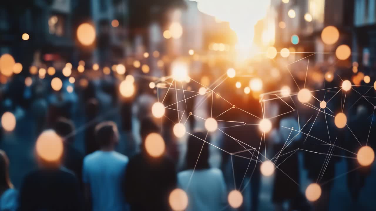 City Crowd Network Sunset