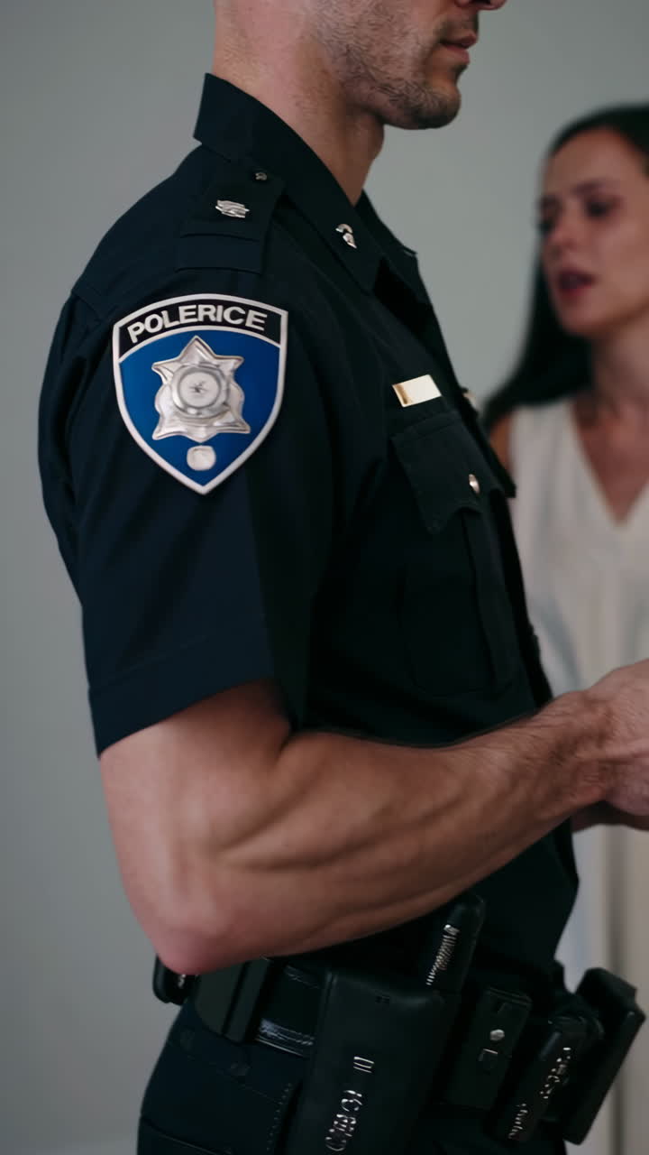 Police Officer Interacting with a Woman