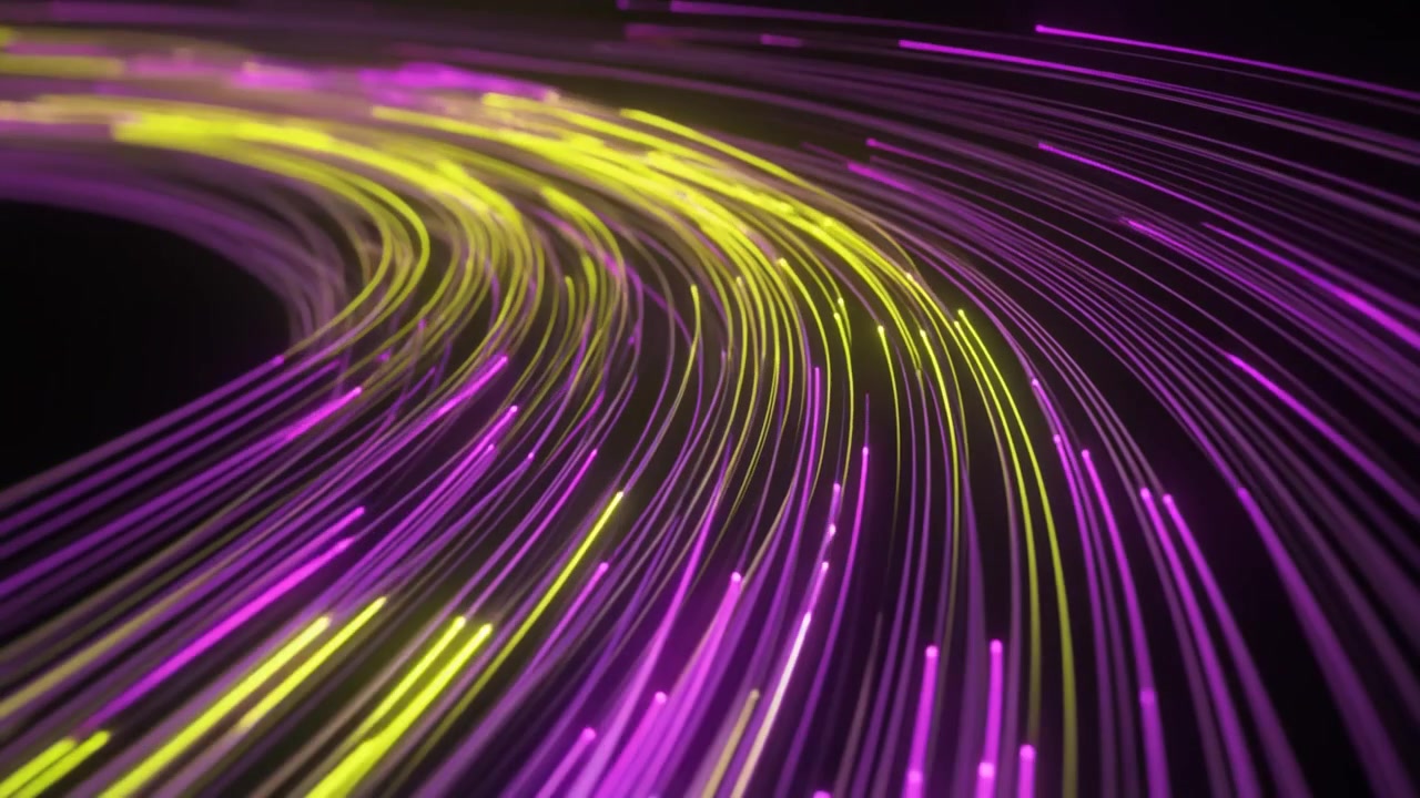 Abstract Motion Background with Glowing Yellow and Purple Light Trails