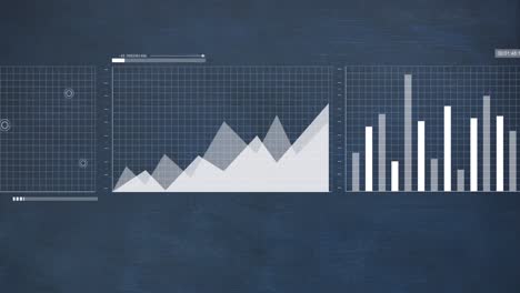 animación del procesamiento de datos financieros sobre un fondo azul