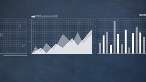 animation of financial data processing over blue background