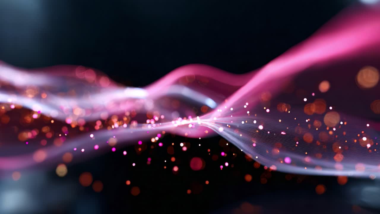 A Mesmerizing Display of Colorful Waves and Sparkling Particles: This Artful Visual Embodies the Beauty of Light, Motion, and Digital Creation, Creating a Stunning Atmosphere