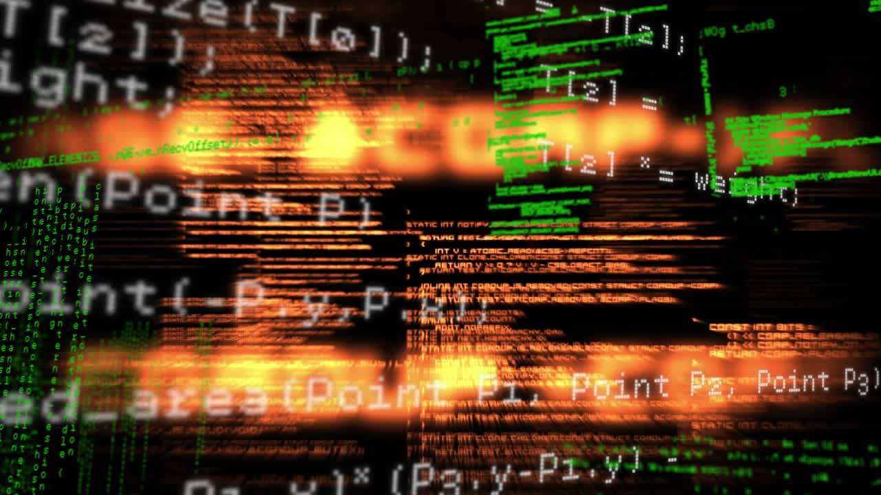 Animation of data processing with glowing light