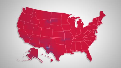 usa map - blue states changing to red states