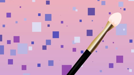 animation of make up brush on purple background