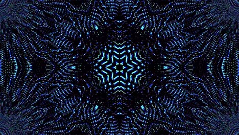 light wave abstract dots set blue color kaleidoscope black background