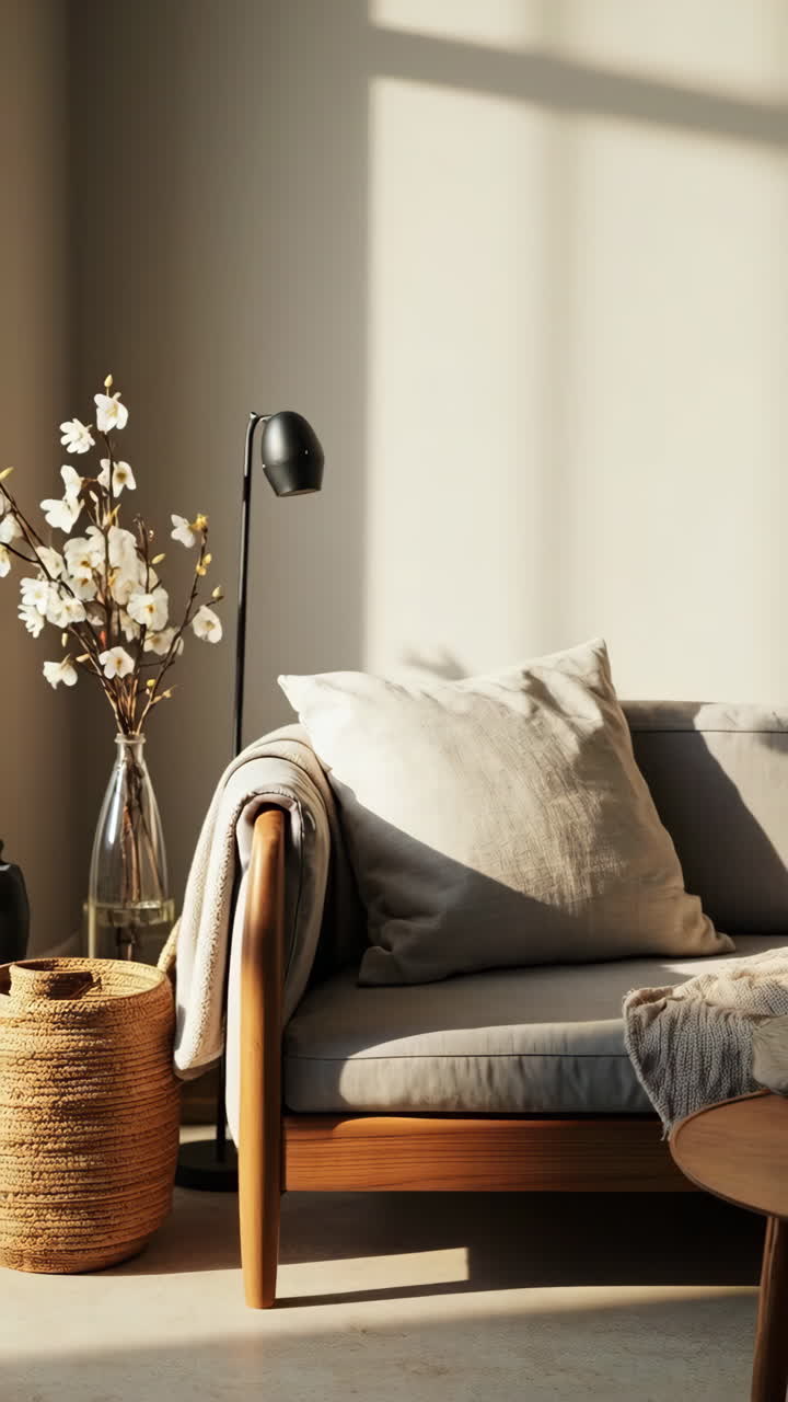 Cozy Modern Living Room with Sunlight and Minimalist Decor