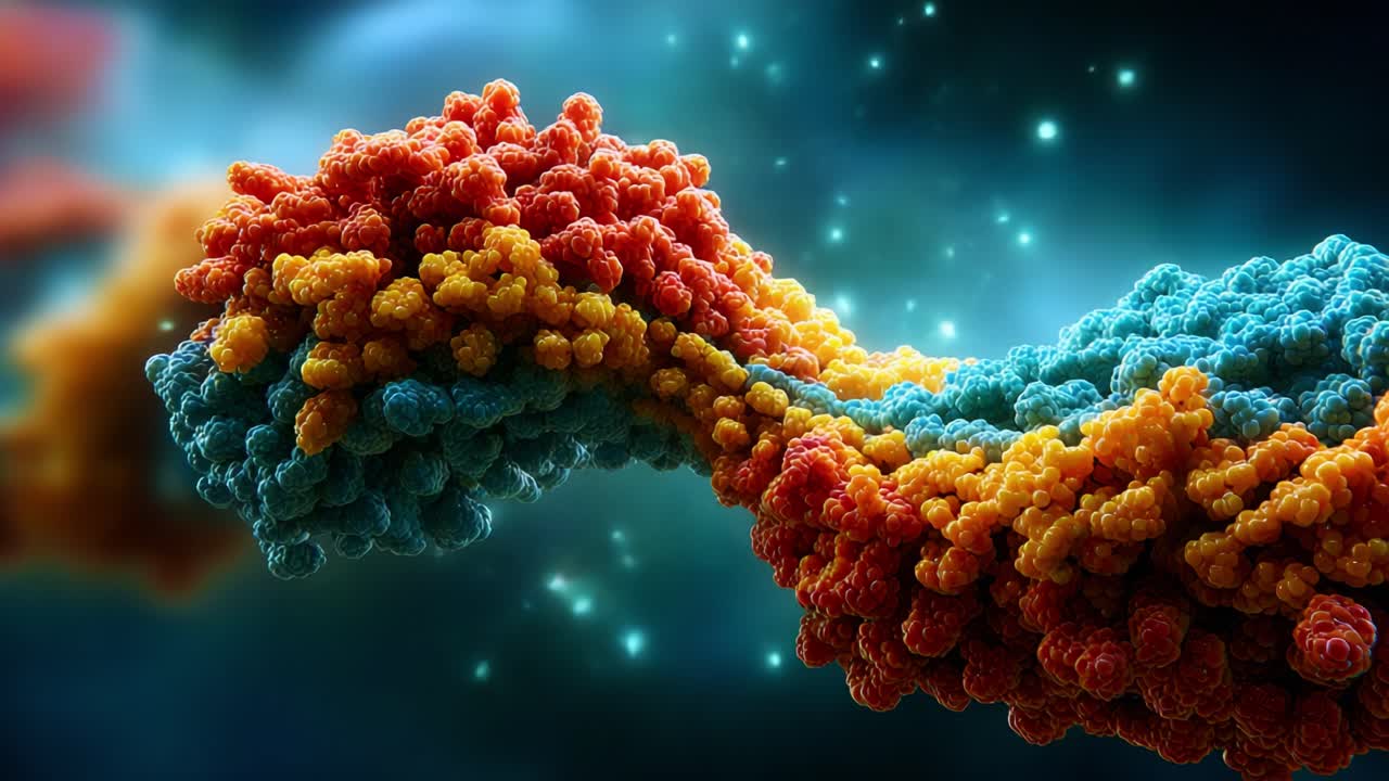 An Intricate Visualization of Molecular Structures in Stunning Colors, Showcasing Complex Patterns and Textures in a Microbial Environment Representing a Microscopic World of Life