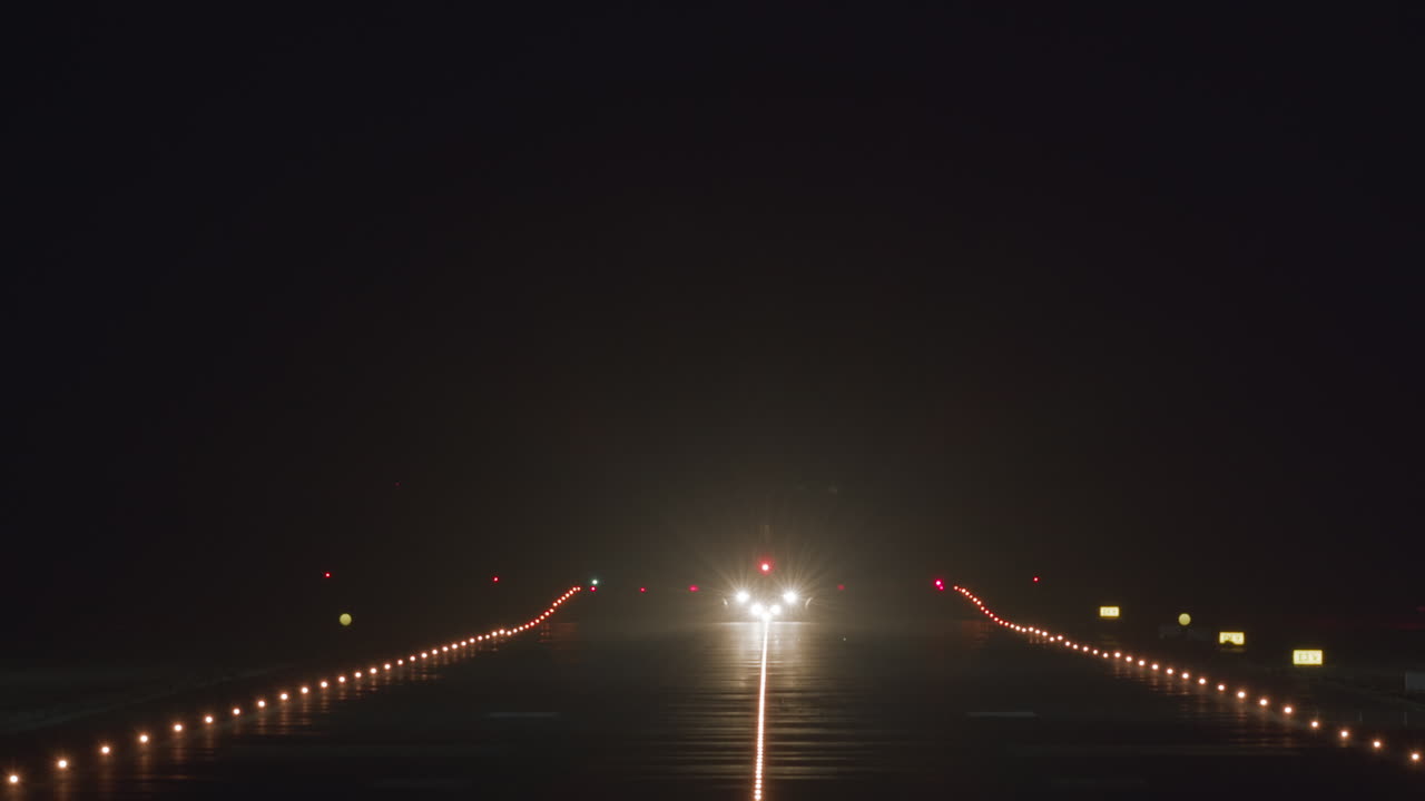 despegue del avión por la noche