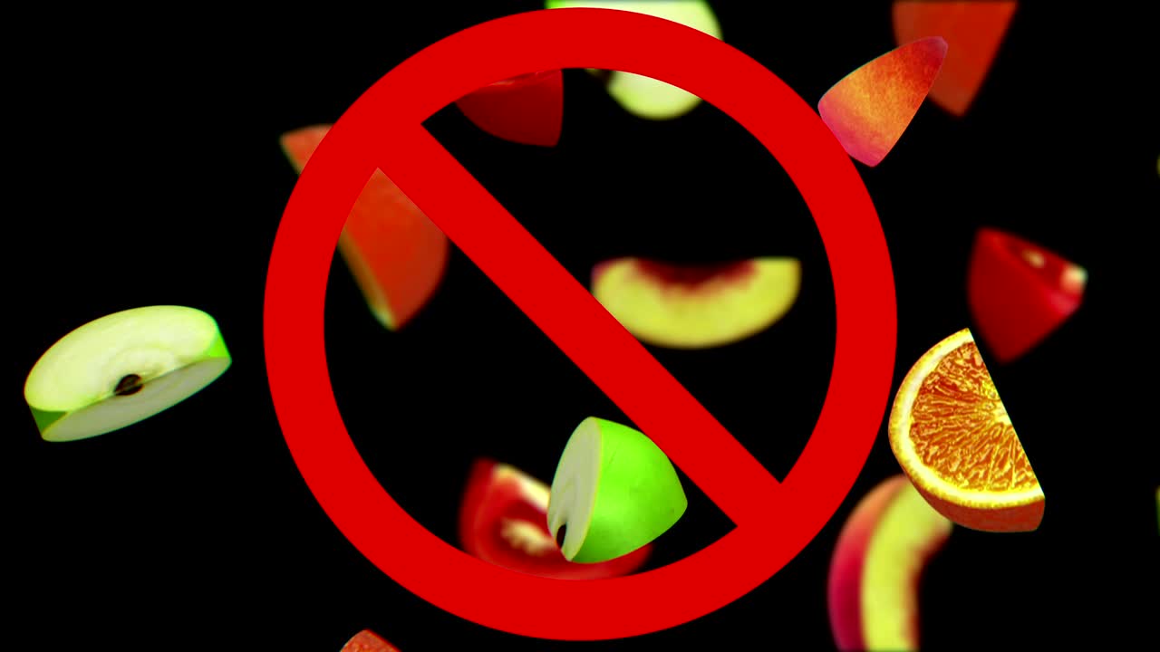 금지 표지판 에 있는 과일