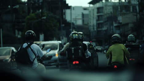 motorcycles in city traffic