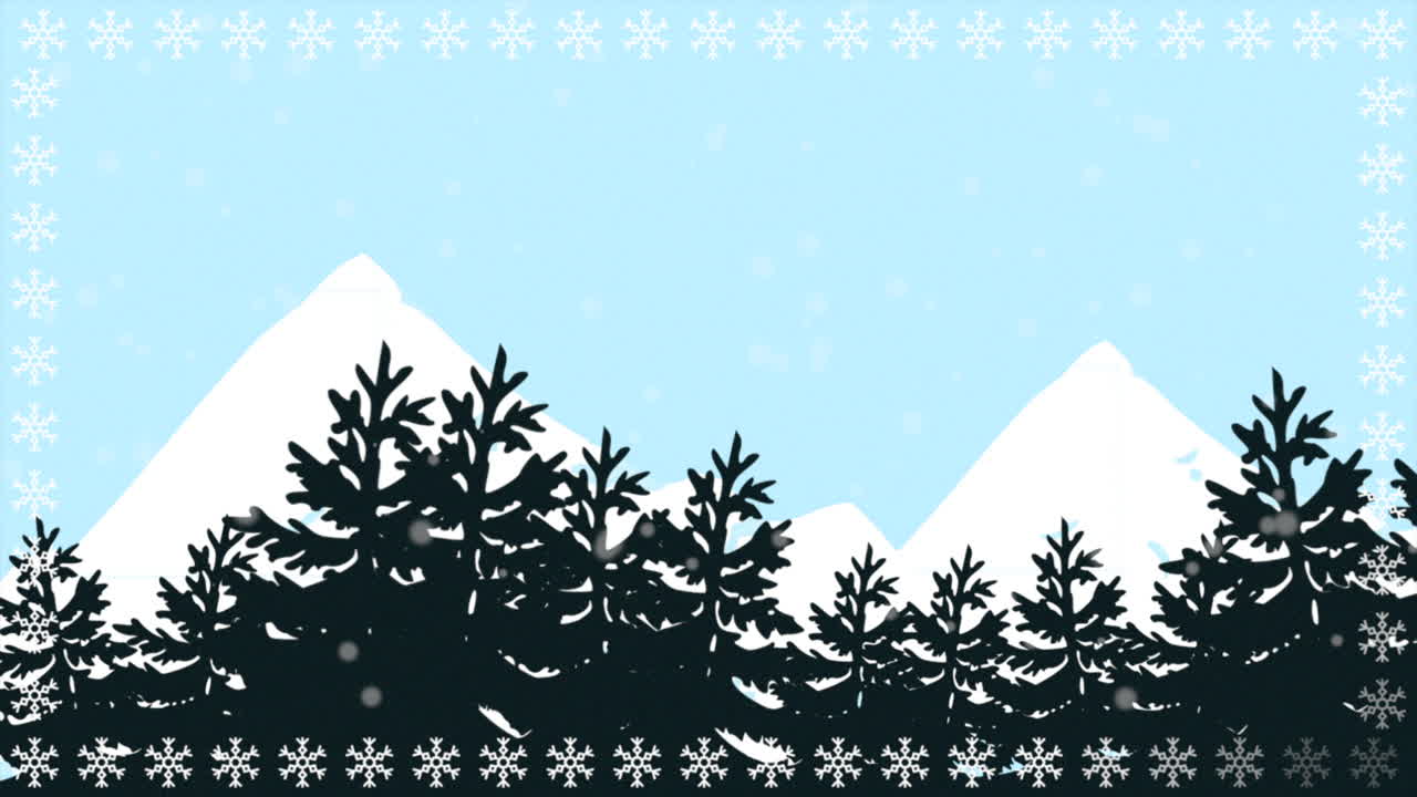 눈 덮인 숲과 일출의 산