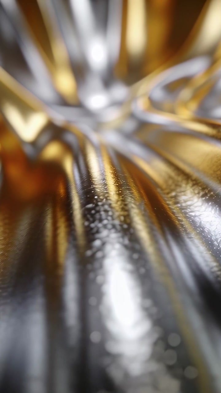 Vertical video: Camera moving along fold, revealing dimpled metal texture for product design