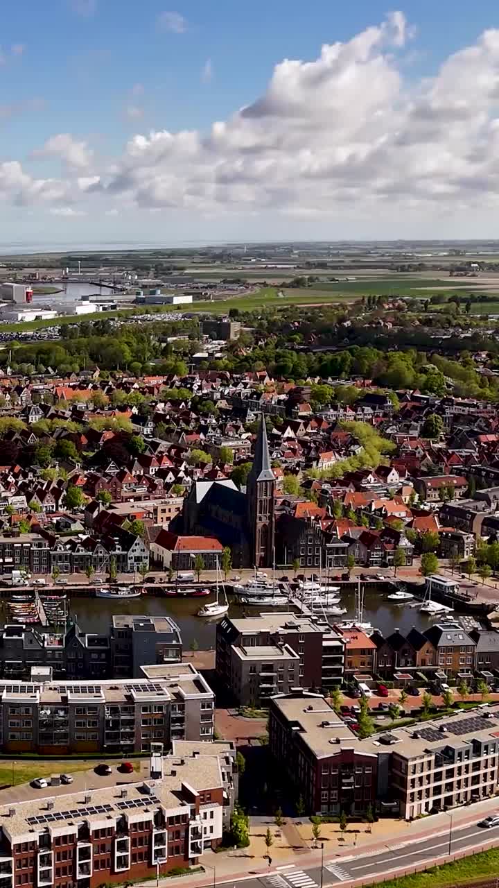 네덜란드 의 한 마을 의 공중 에서 볼 수 있는 모습