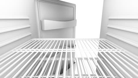 abrir y cerrar la puerta de un refrigerador vacío