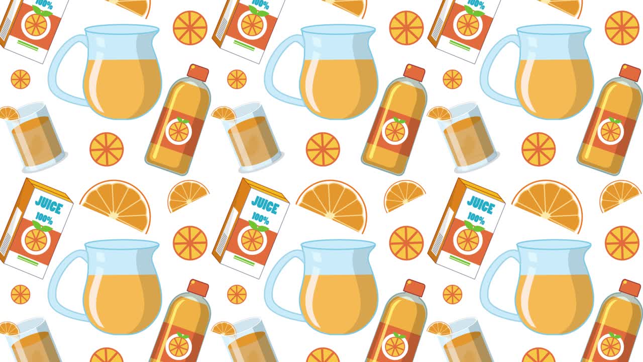 Dynamic display of orange juice elements