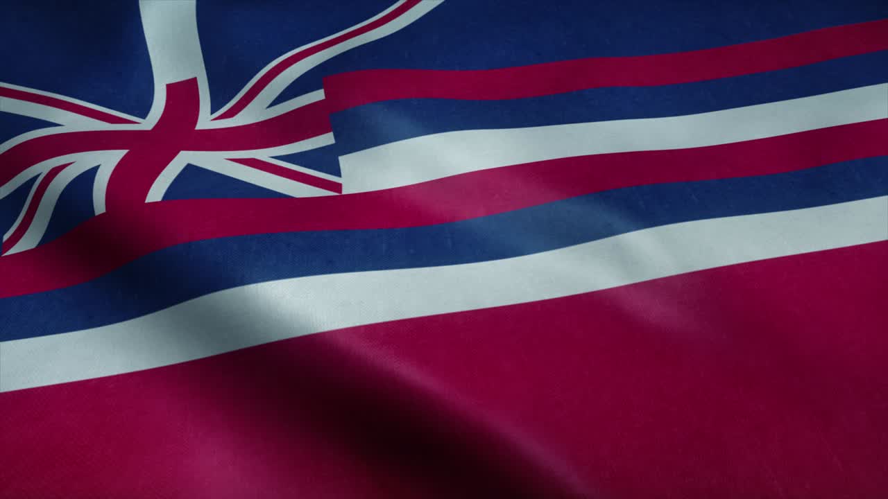 바람에 흔들리는 하와이의 국기, 매우 상세한 직물 질감으로 완벽한 루프