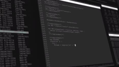animación del procesamiento de datos en pantallas de computadora grises
