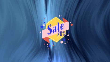 Animation-of-20-percent-sale-text-banner-against-abstract-textured-blue-gradient-background