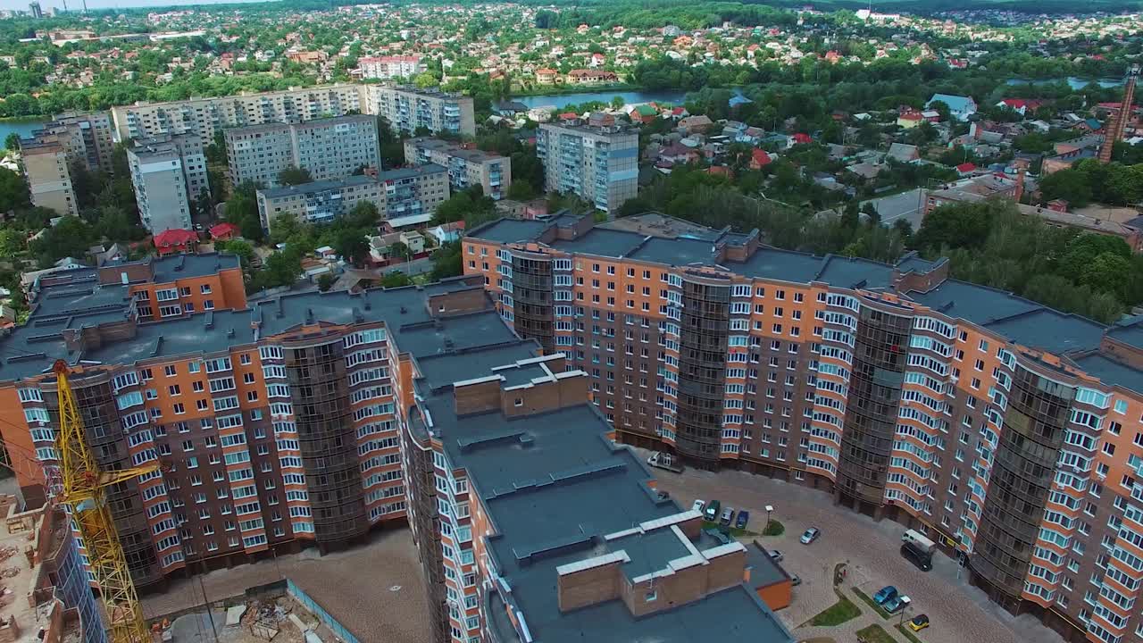 Residential area buildings. Aerial view of urban residential area