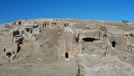 dara ancient city ruins in mardin, turkey - aerial pullback