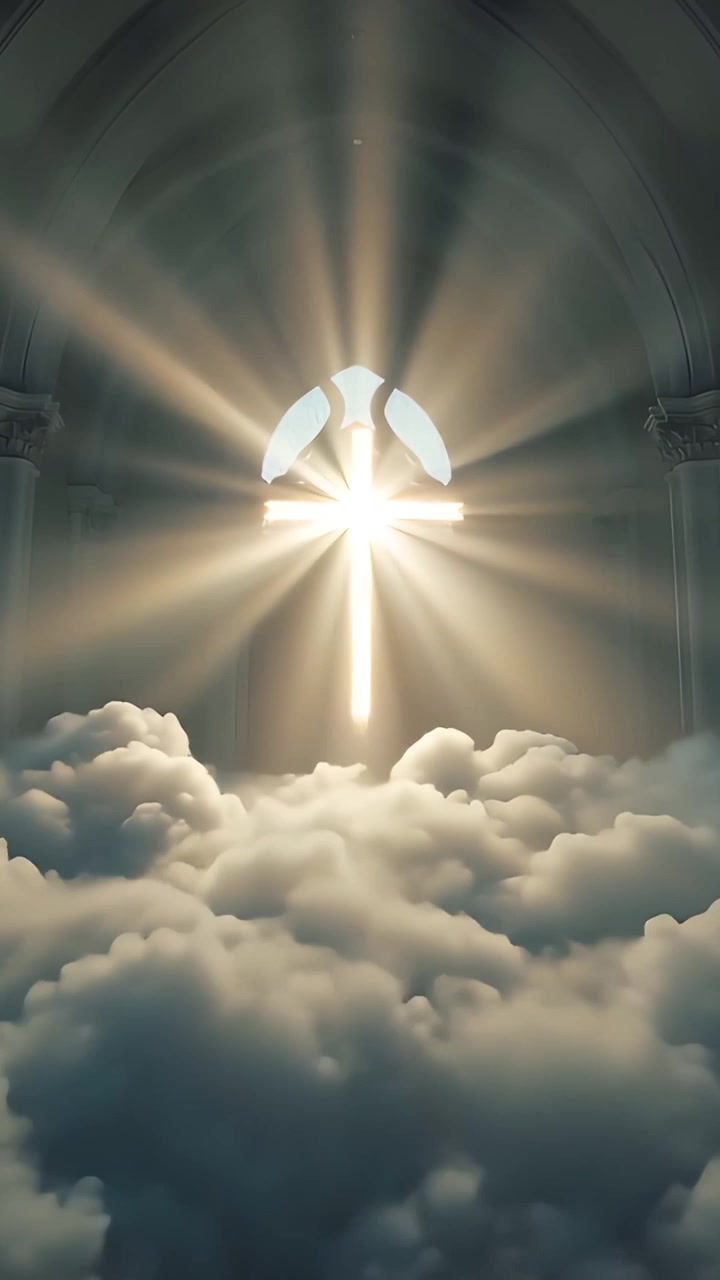 Sfondo per Adorazione 4K: Croce Cristiana e Luce Celeste