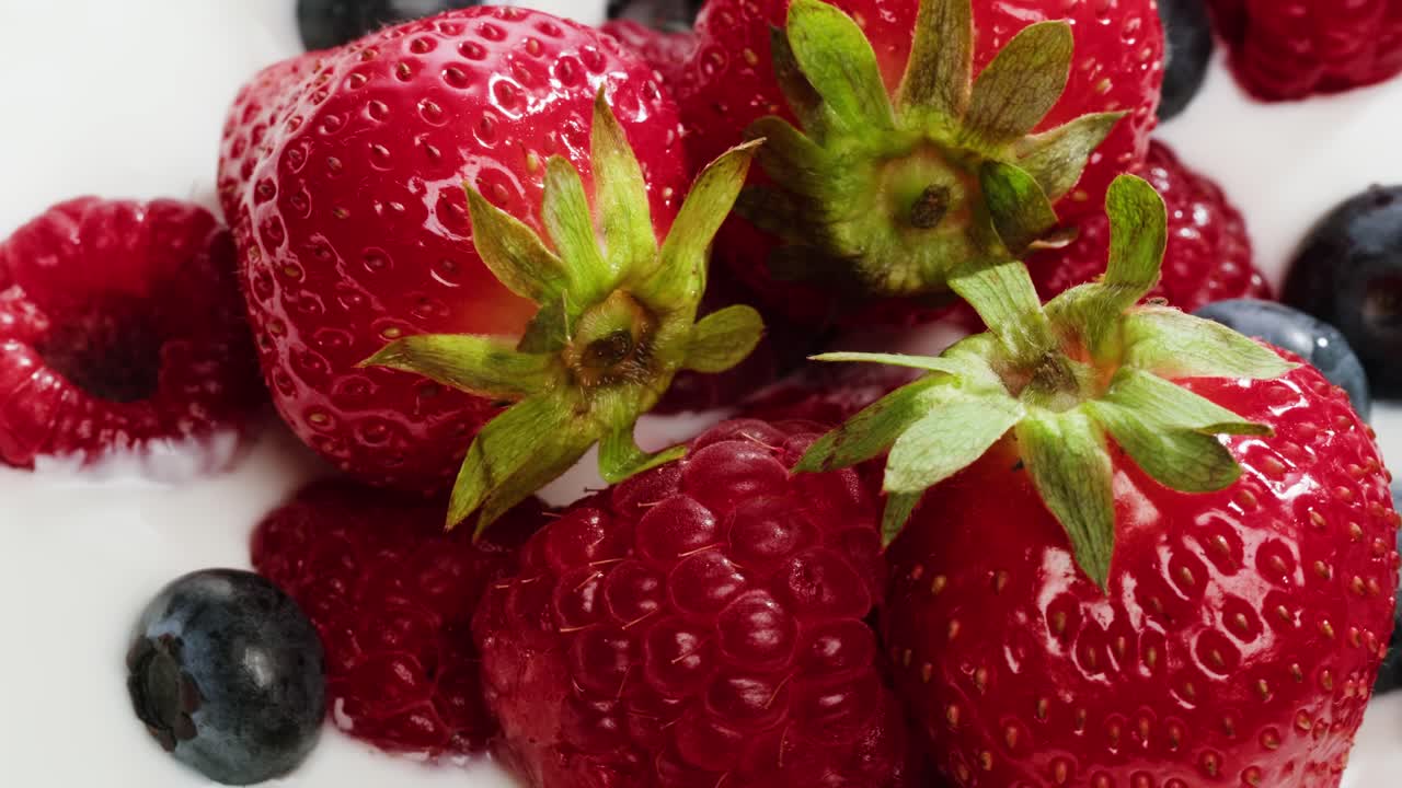 요거트와 혼합 된 베리