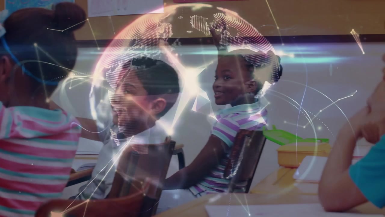 Animation of network of connections over diverse schoolchildren learning in classroom