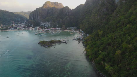 Coming-Into-High-Rise-Mountains-In-Wide-Beautiful-Bay