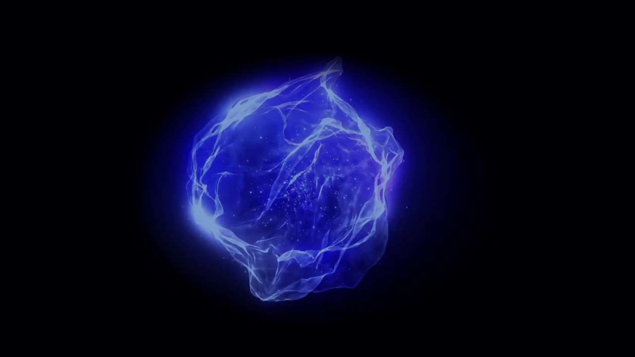 Animation blue light ball on black background.