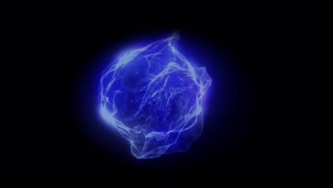 animation blue light ball on black background.