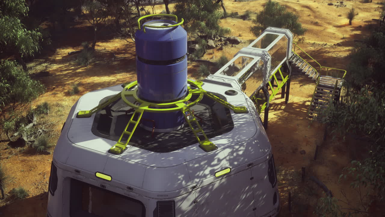 Design innovativo di una roulotte in un ambiente desertico sabbioso