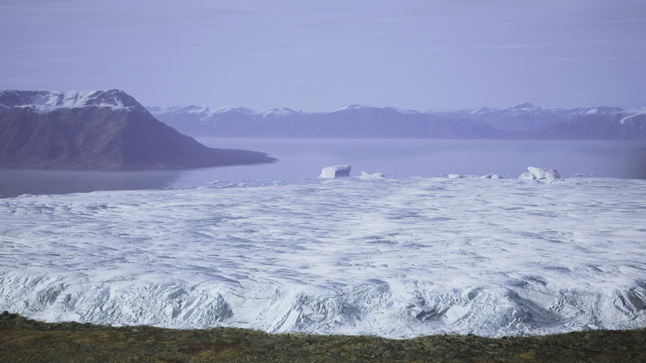 Majestic glacier overlooking tranquil fjord in the arctic landscape