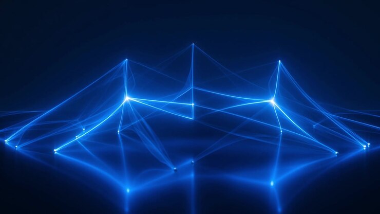 Connessione di rete digitale astratta con linee blu luminose.