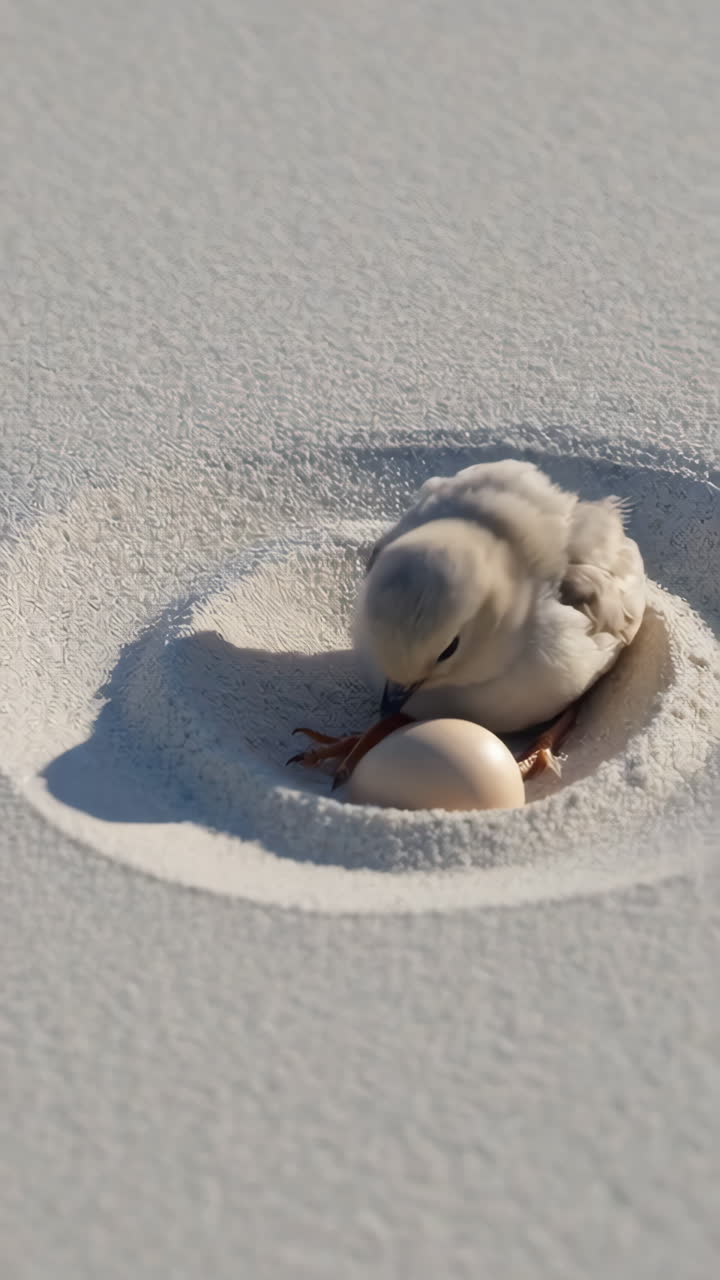 Bird Nestling with Egg in Sand